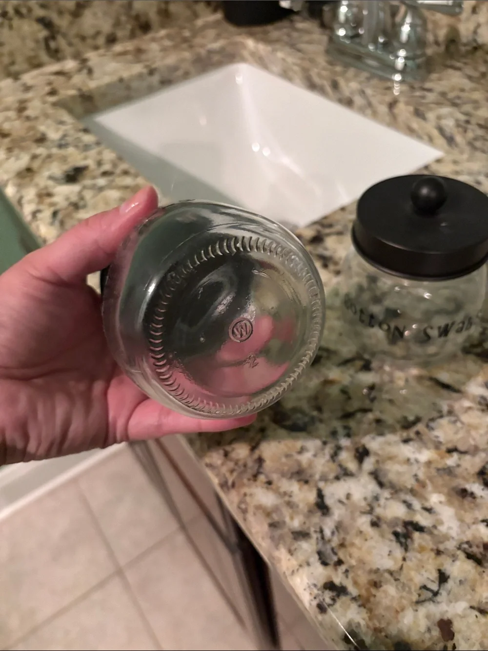 Clear Glass Cotton Jar with Black Lid - Set of 2